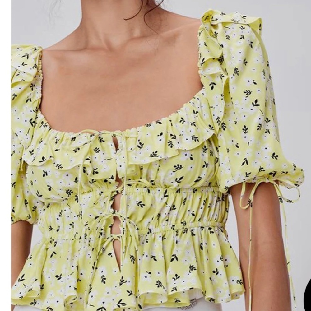 Floral Ruffle Yellow Top